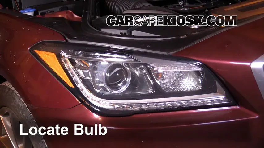 2016 Hyundai Genesis 3.8 3.8L V6 Éclairage Feux de route (remplacer l'ampoule)